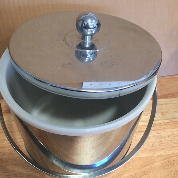 Vintage ICE BUCKET Silver Mid Century Modern MCM - Picture 2 of 7